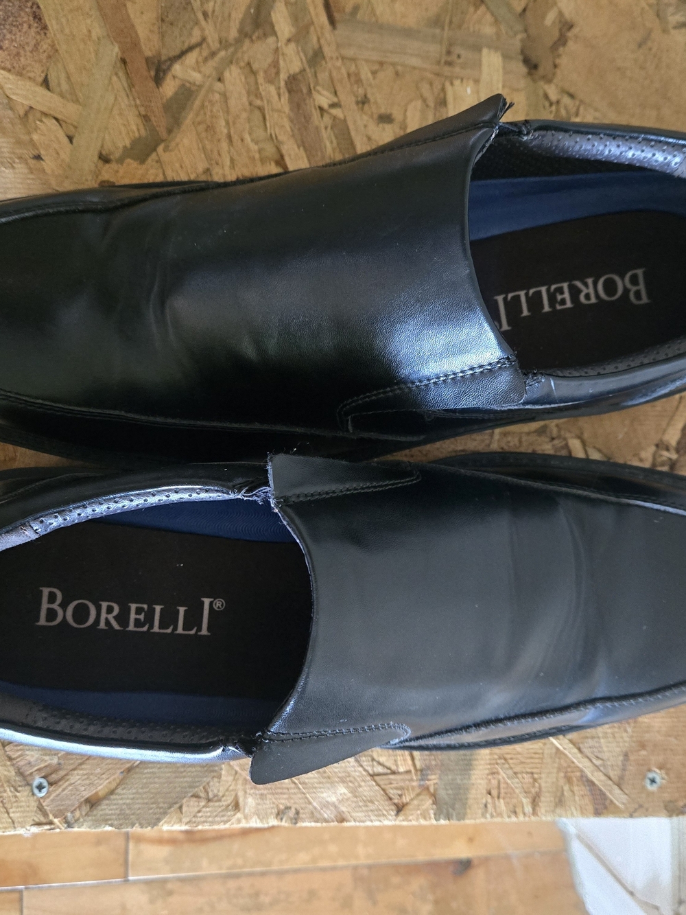 Bordello Black Leather Slip-On Loafers